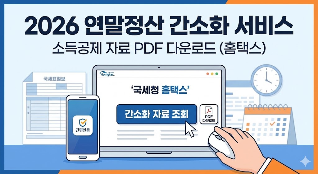 2026년 국세청 연말정산 간소화 서비스 홈택스 이용 방법 및 소득공제 자료 PDF 다운로드 안내 썸네일